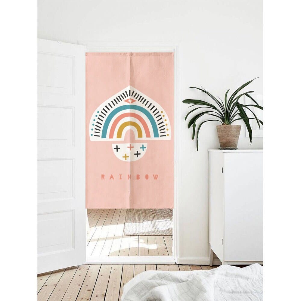 Aesthetic Cute Abstract Rainbow Art Print Doorway Curtain Noren image 0