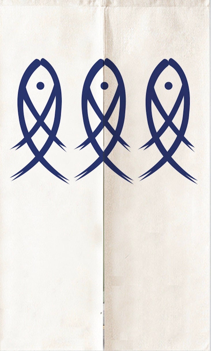 Oriental Japanese Fish Print Doorway Curtain Noren image 5