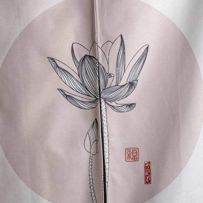 Ofat Home Chinese Traditional Doorway Curtain Tapestry Wall Hanging Kitchen Partition, Lotus Sketch Beige, 33.5"x 59", Custom