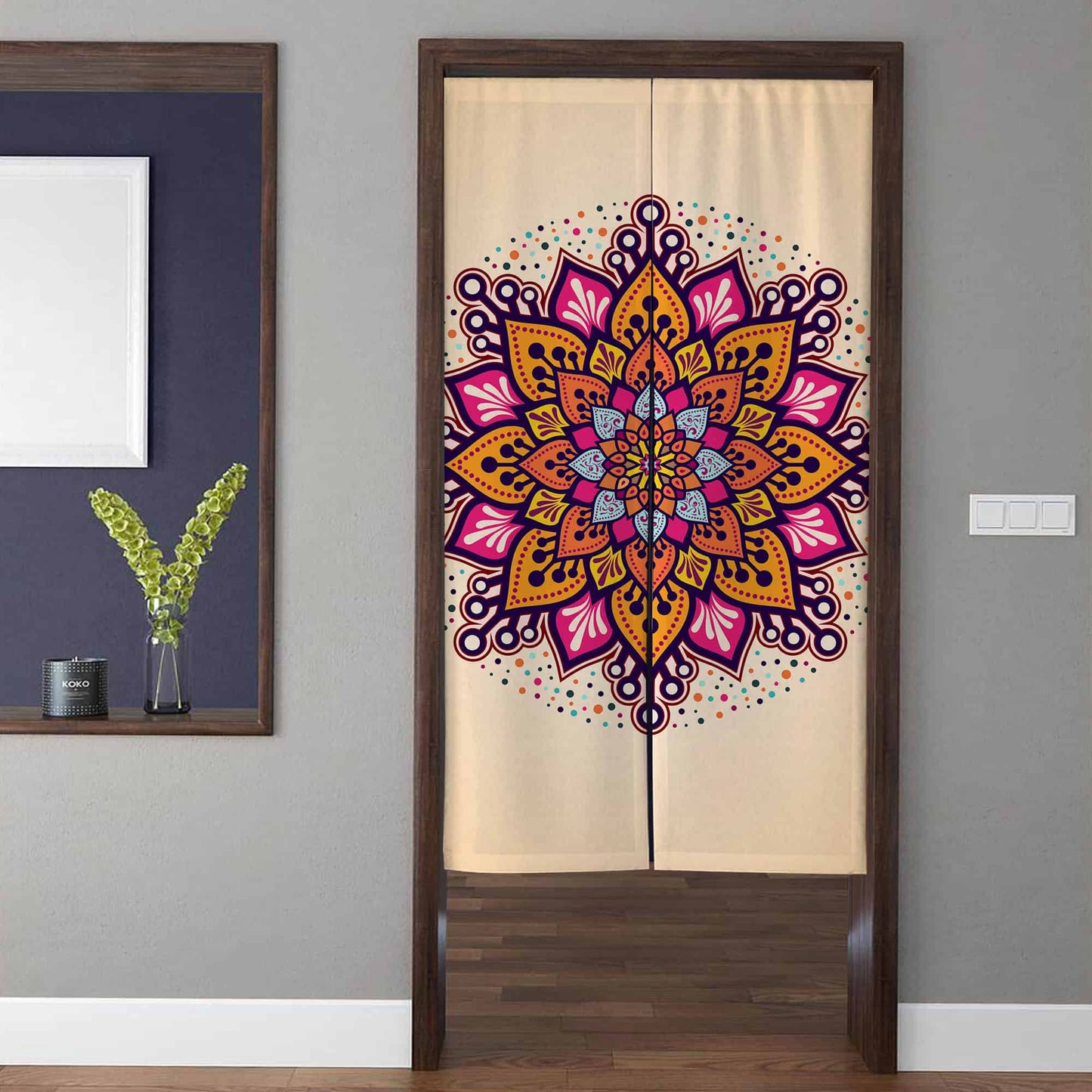 Bohemian Colorful Mandala Floral Doorway Curtain Noren Yoga Meditation Room Divider