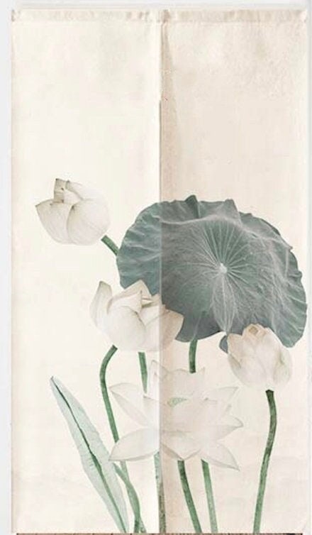 Watercolour Lotus Art Doorway Noren Curtain image 1
