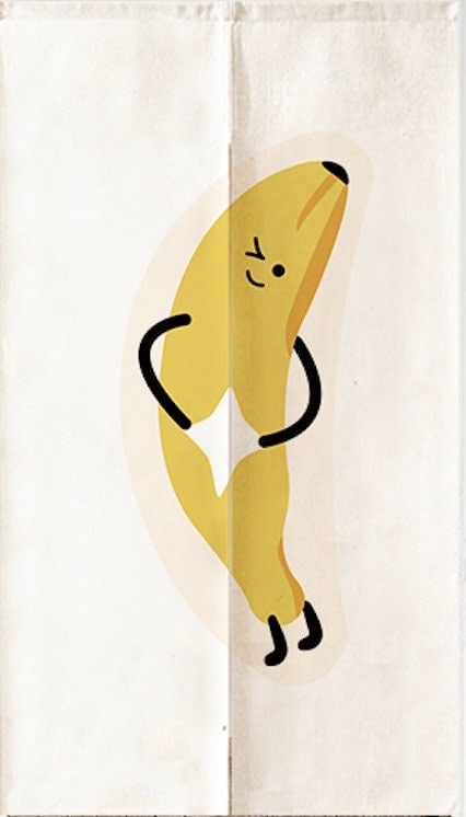 Hand Drawn Naughty Banana Art Print Doorway Curtain Noren image 1