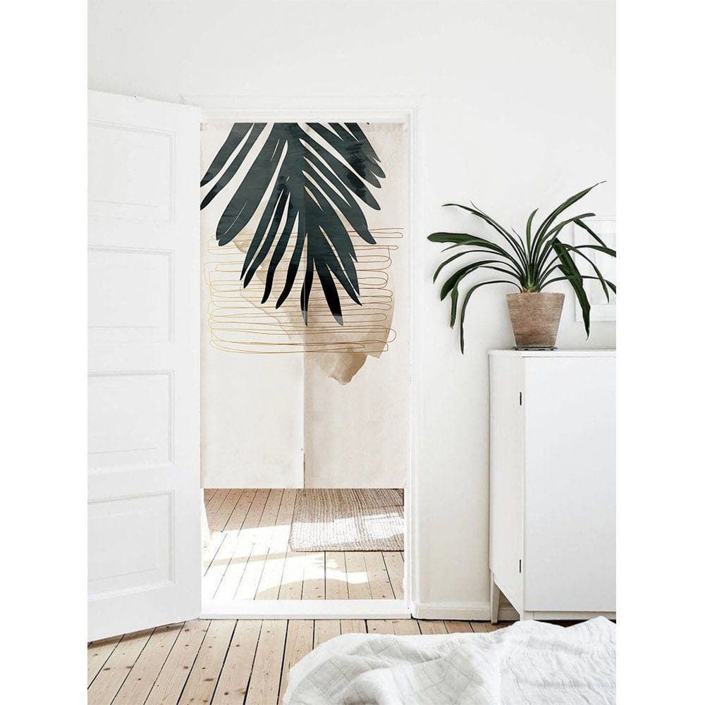 Pastel Watercolour Leaf Art Print Doorway Curtain Noren image 0