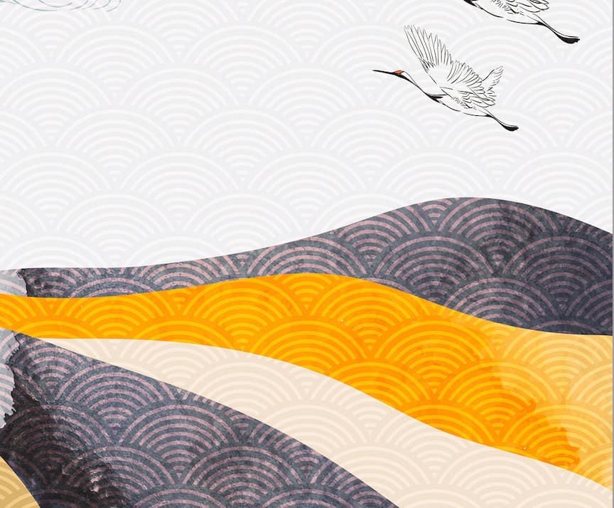 Orange &amp; Gray Wave Pattern Door Curtain image 1