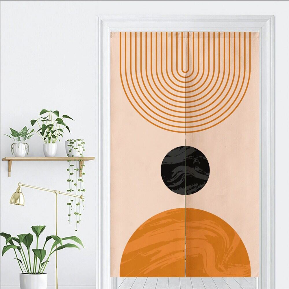 Orange semicircle pattern Doorway Curtain Noren image 1