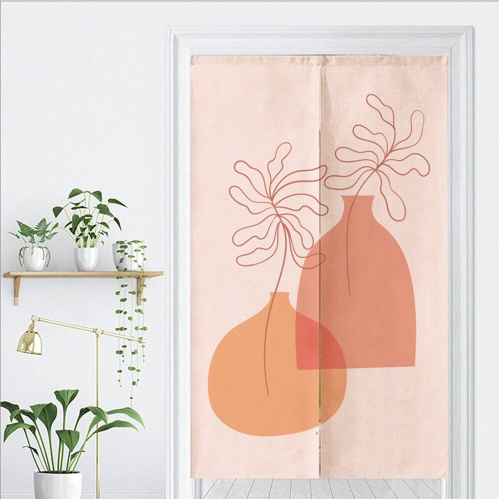 Orange kettle pattern Doorway Curtain Noren image 1