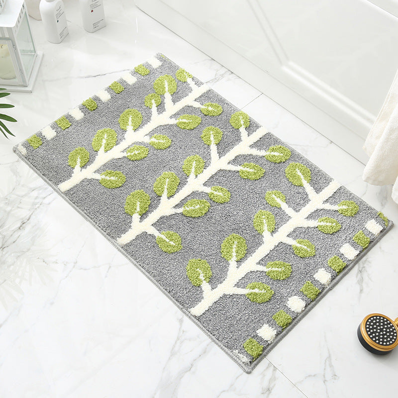 Grey and Yellow Leaves Rows of Trees Bath Mat – Ultra-Absorbent Plush Bathroom Rug