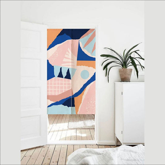 Pink Irregular Patterns Doorway Curtain Noren image 0