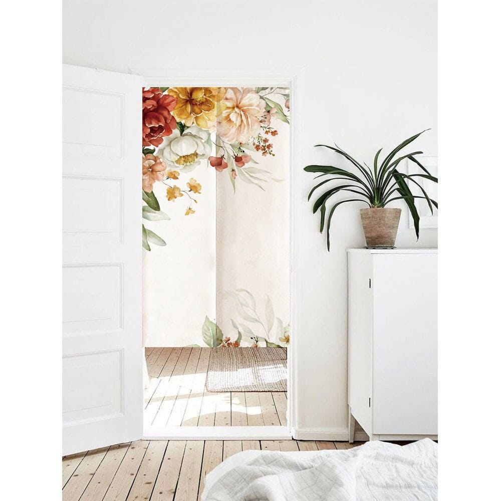 Spring Garden Floral Art Illustration Doorway Entrance Curtain Noren image 0