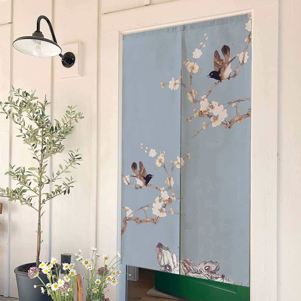 Green background bamboo Doorway Noren Curtain image 2