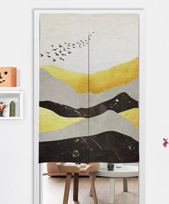Modern Mountain Landscape Doorway Curtain Noren image 0