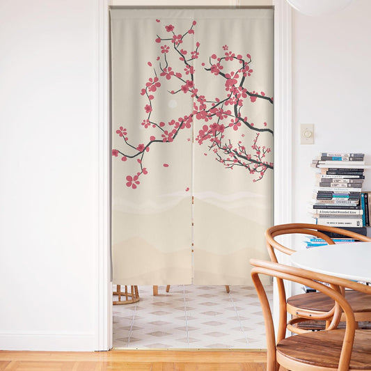 Pink plum blossom Noren Curtain