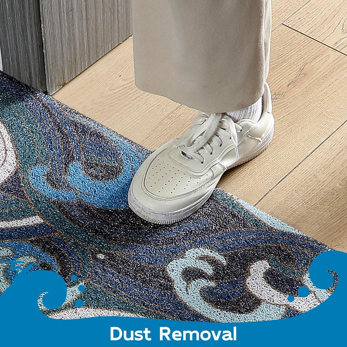 Japanese Style Blue Wave Cutting Entrance Door Mat