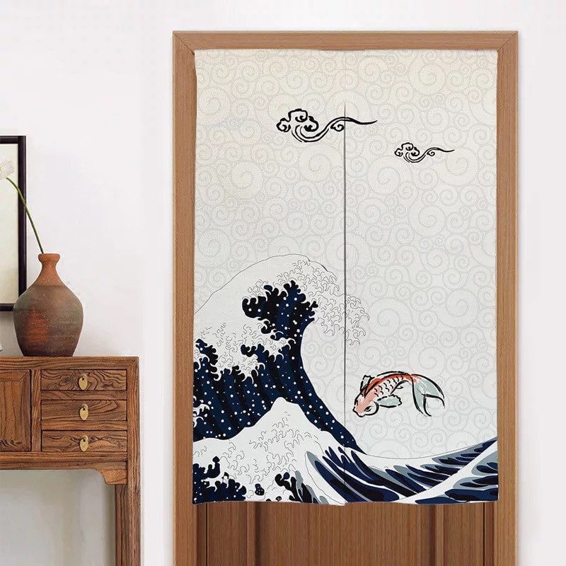 Doorway Noren Curtain, Art Wall Tapestry for Home Decor, Cotton Linen Curtain, 33.5 x 55 inch or 85 x 140 cm, Room Dividers image 5
