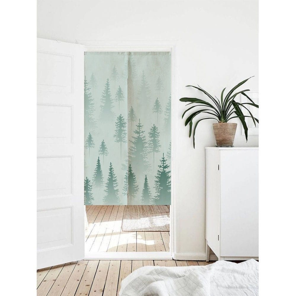 Foggy Forest Art Print Doorway Curtain Noren image 0