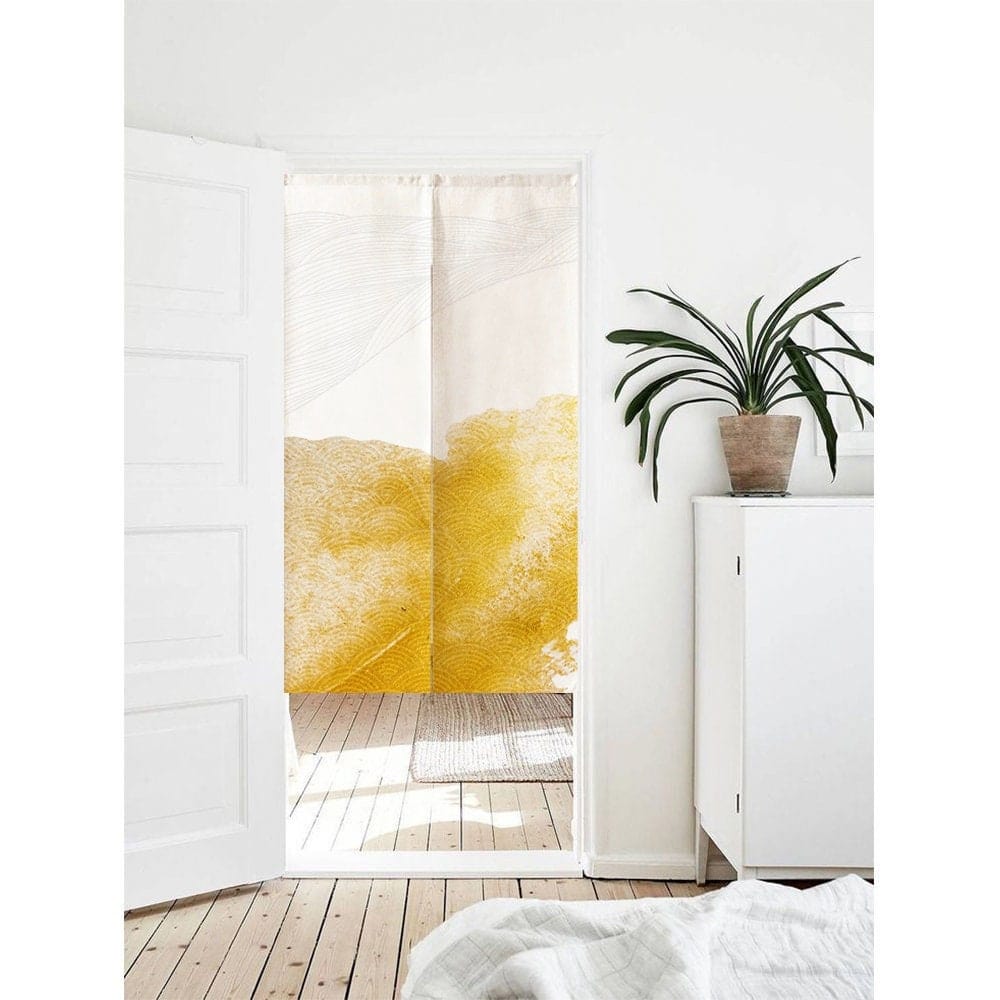 Japanese Watercolour Golden Pattern Doorway Noren Curtain image 0
