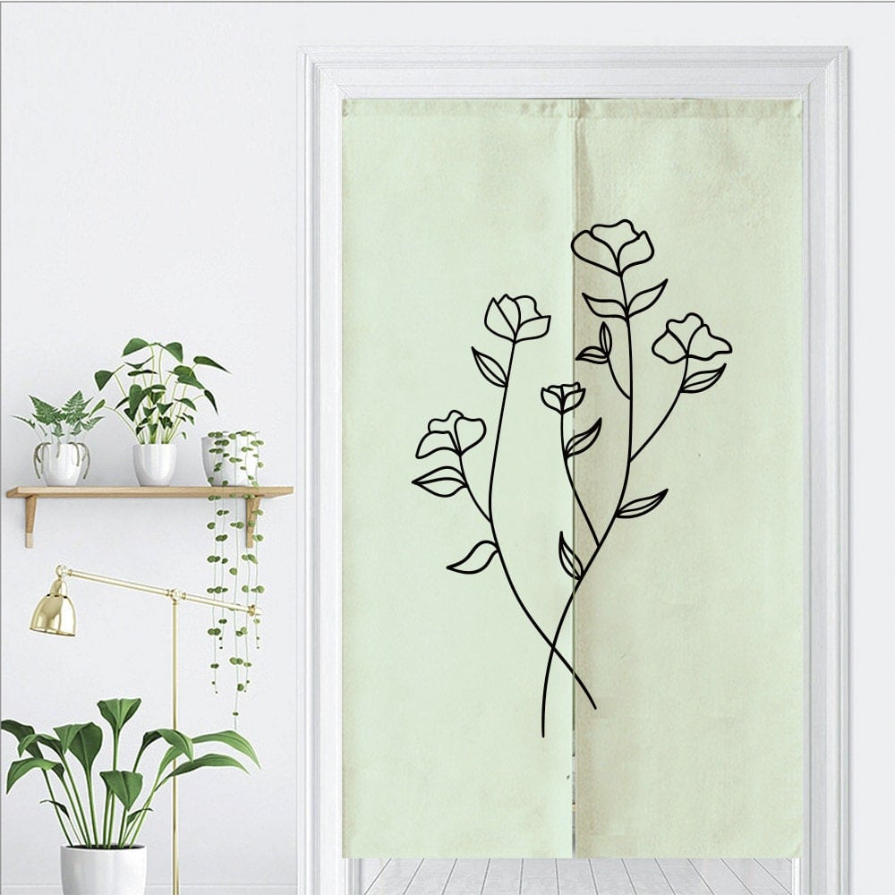 Hand Drawn Line Art Doorway Noren Curtain image 1