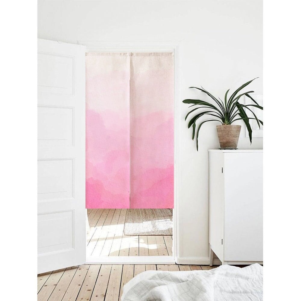 Pink Bold Colour Gradient Art Print Doorway Curtain Noren image 0