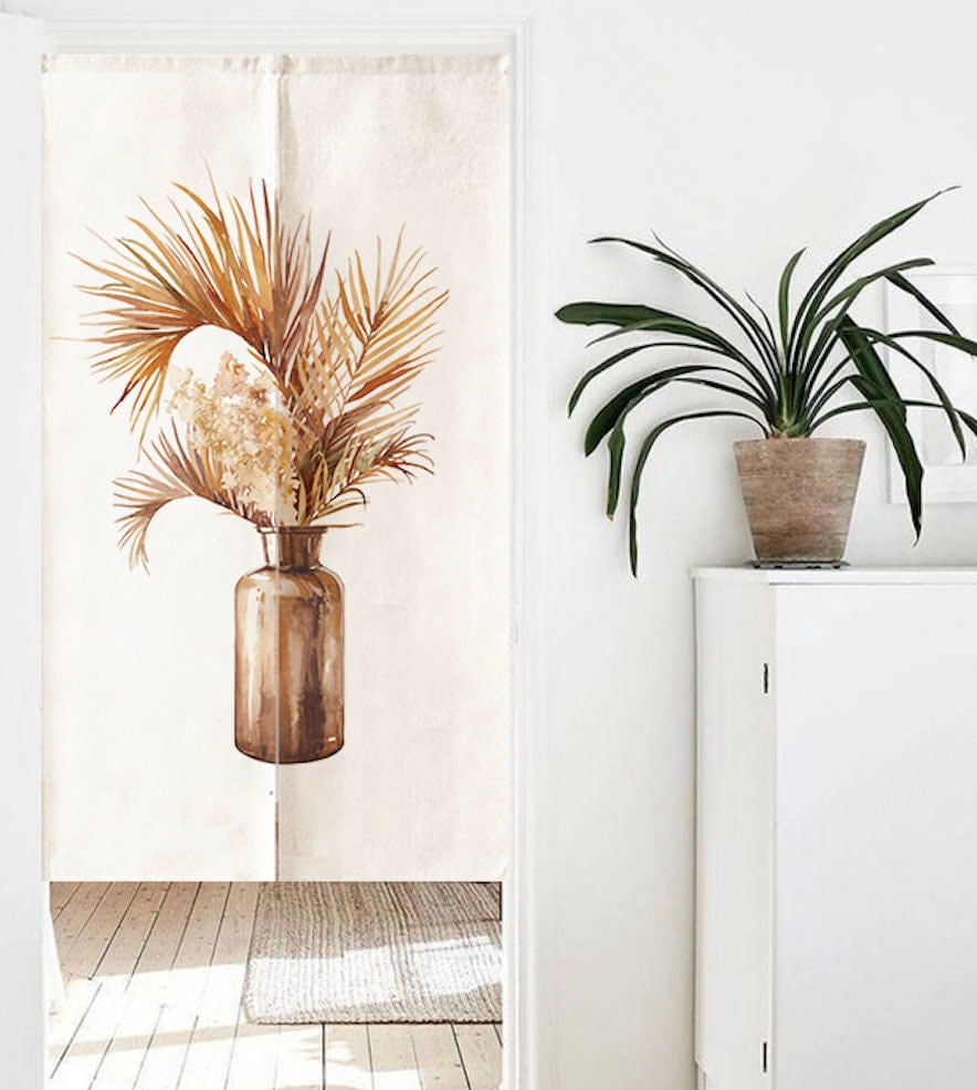 Golden in Vase Art Doorway Curtain Noren image 1