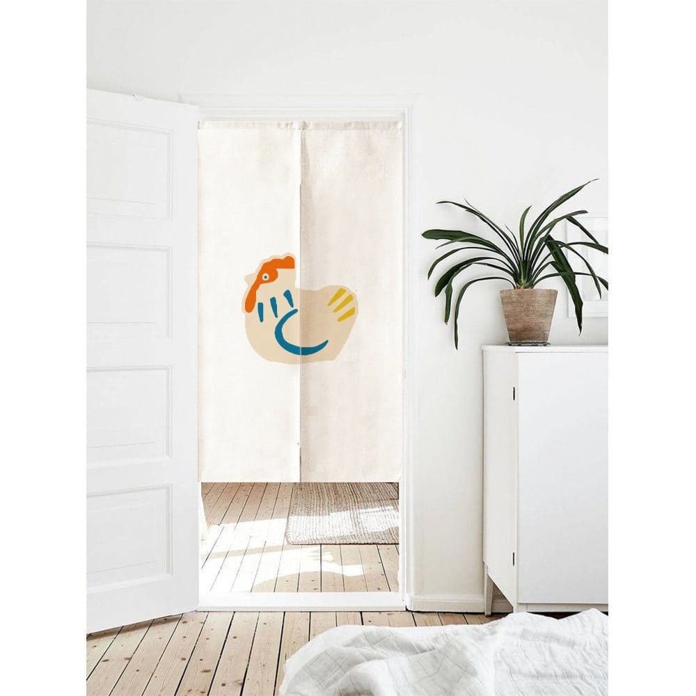 Aesthetic Hand Draw Cute Catoon Art Print Doorway Curtain Noren image 0