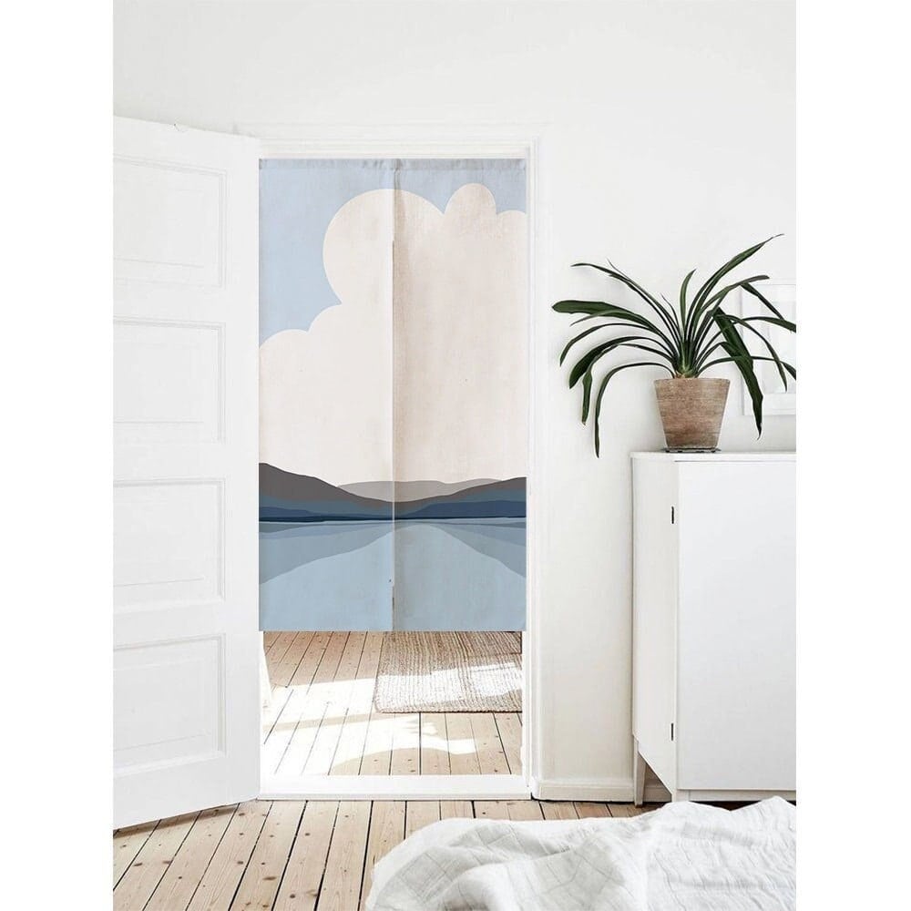 Grey Modern Doorway Noren Curtain image 0