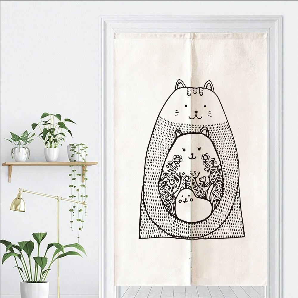 Cat sketches Doorway Curtain Noren image 1
