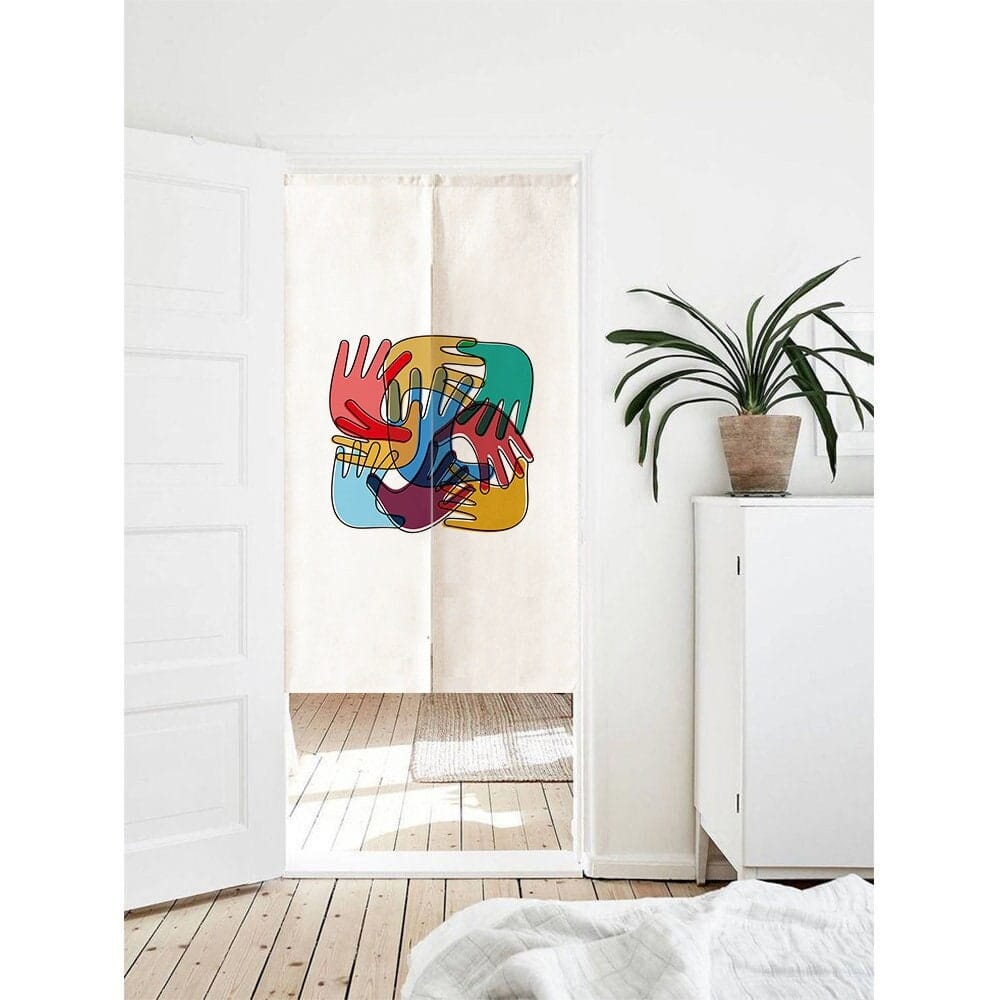 Multicolored handprints Doorway Curtain Noren image 0