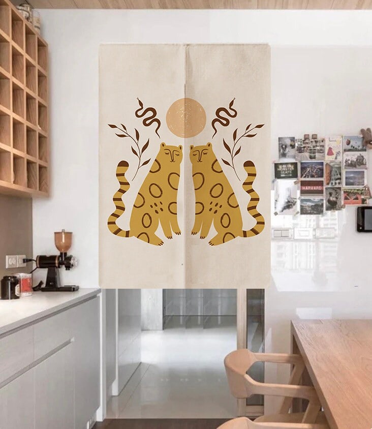 Two yellow leopards Doorway Curtain Noren image 0
