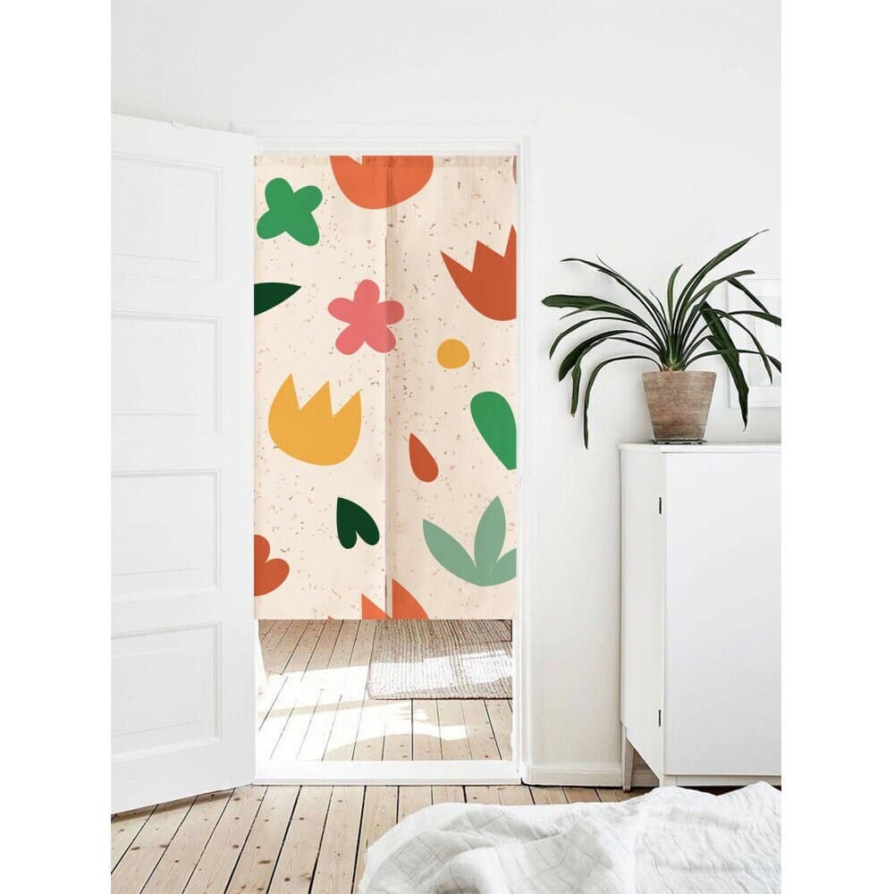 Colorful flowers and plants Doorway Curtain Noren image 0