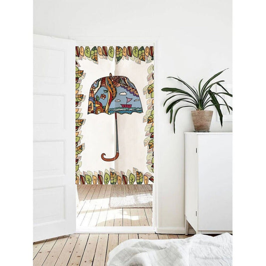 Botanical Umbrella Print Doorway Curtain Noren image 0