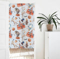 Blue Cute Hot Air Balloon Print Doorway Curtain Noren image 0