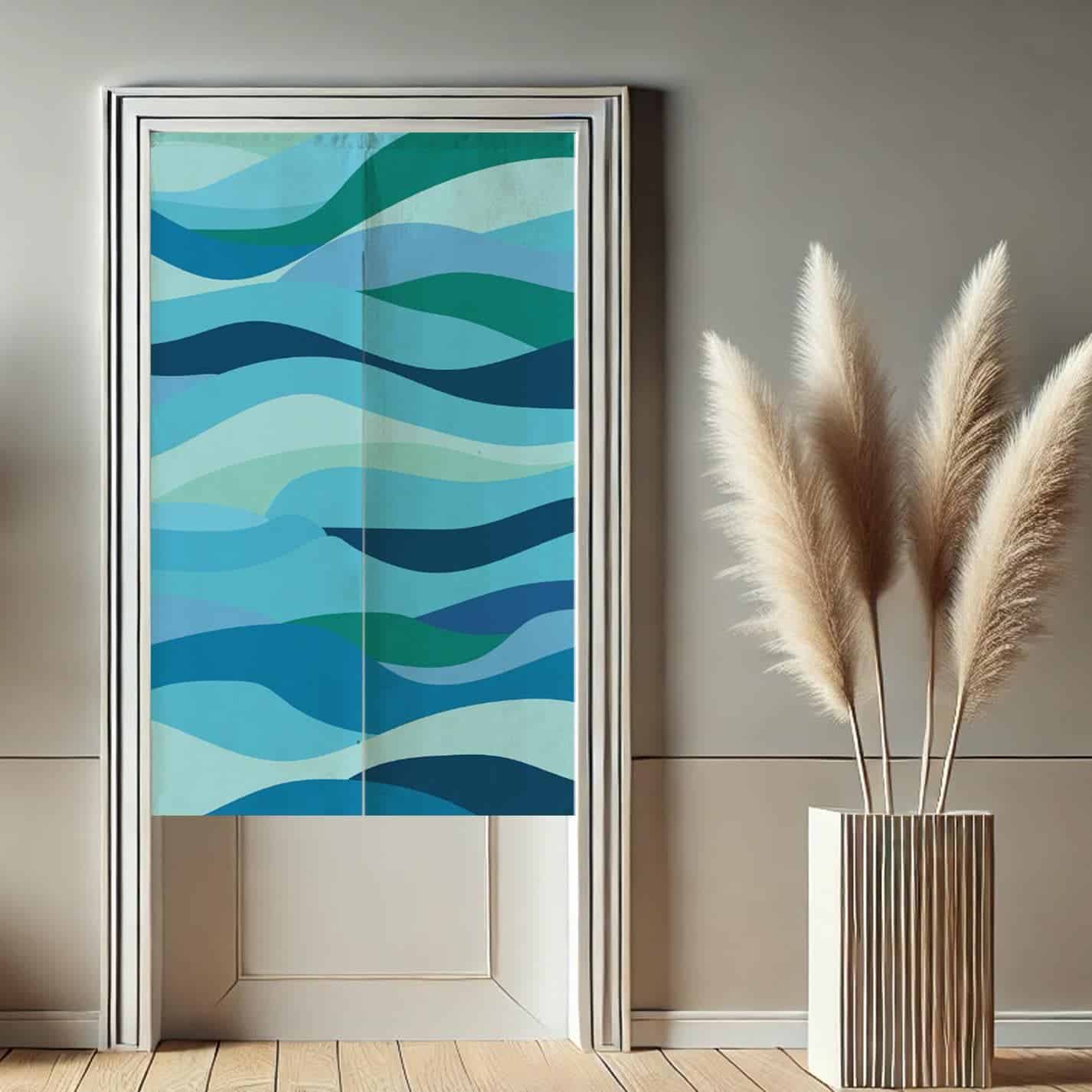 Blue Wave Noren  Doorway Curtain image 0