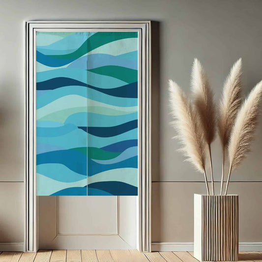Blue Wave Noren  Doorway Curtain image 0