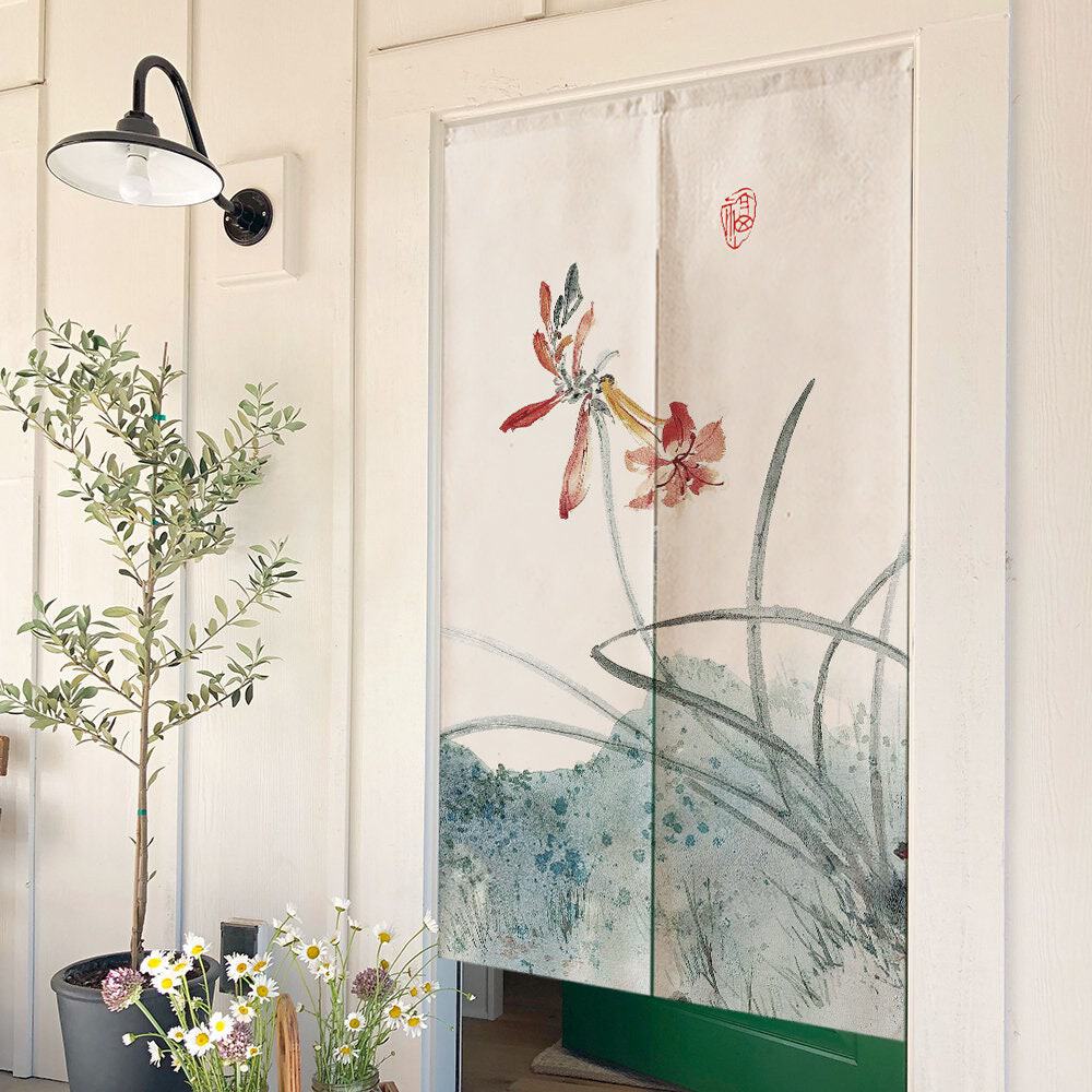 Green background bamboo Doorway Noren Curtain image 8