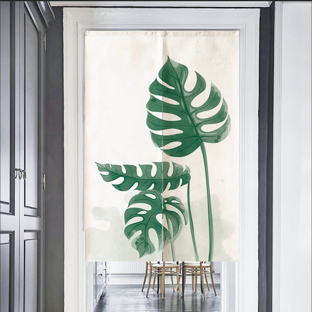 Fresh Tropical Plants Leaves Art Print Doorway Curtain Noren image 1