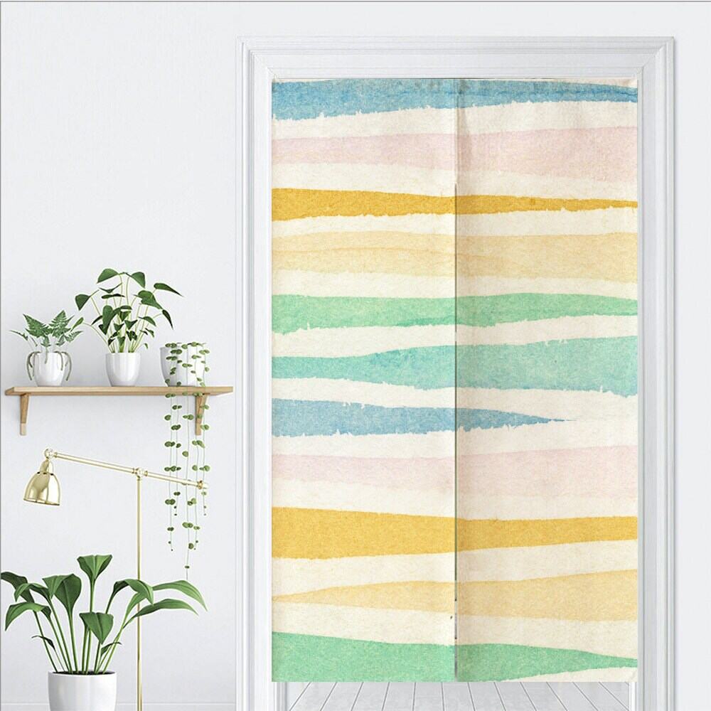 Tropical  Watercolour Strips Art Print Doorway Curtain Noren image 1