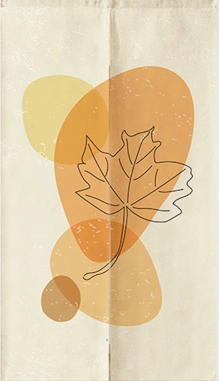 HandDrawn Color Blocks Maple Leaf Pattern Doorway Noren Curtain image 1
