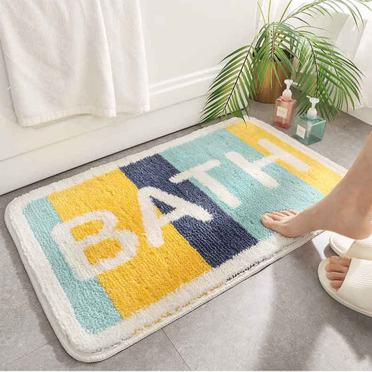 Blue and Yellow Stripe Bath Mat