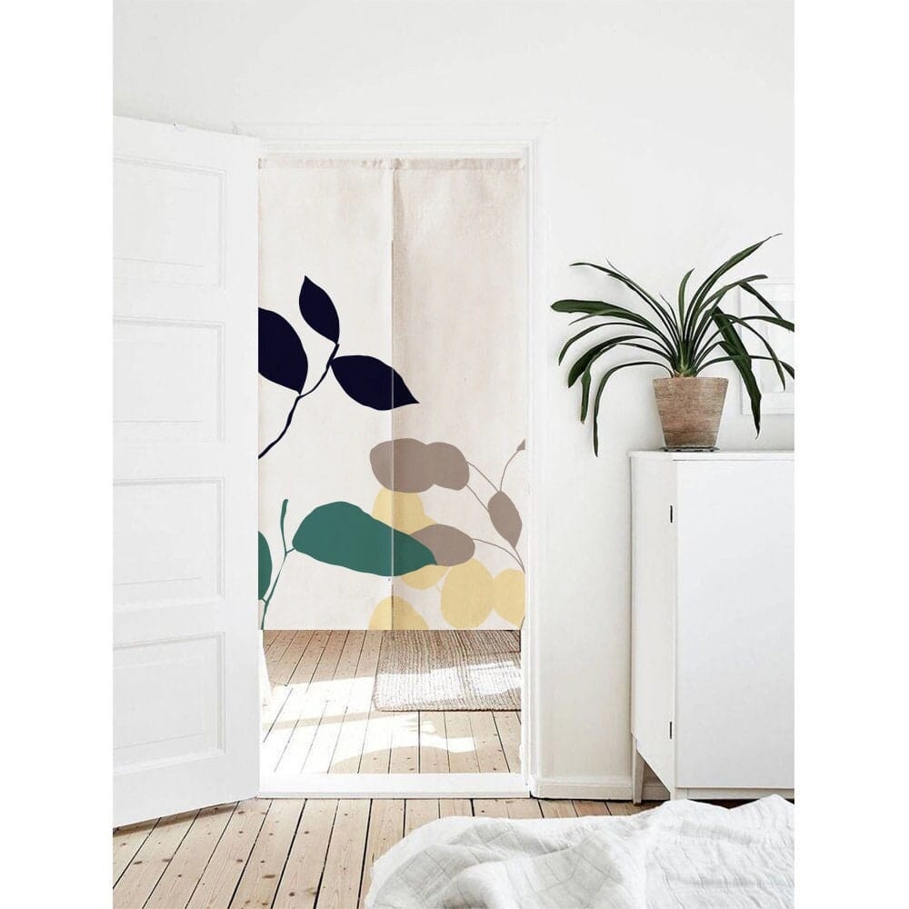 Watercolour Eucalyptus Leaves Doorway Noren Curtain image 0