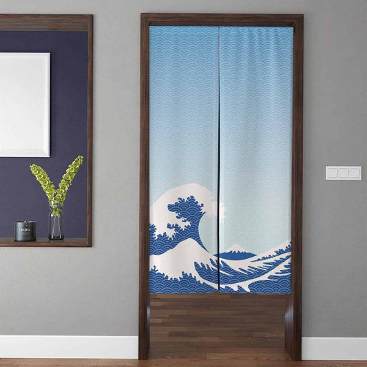Japanese Art style blue surf Noren Door Curtains image 0