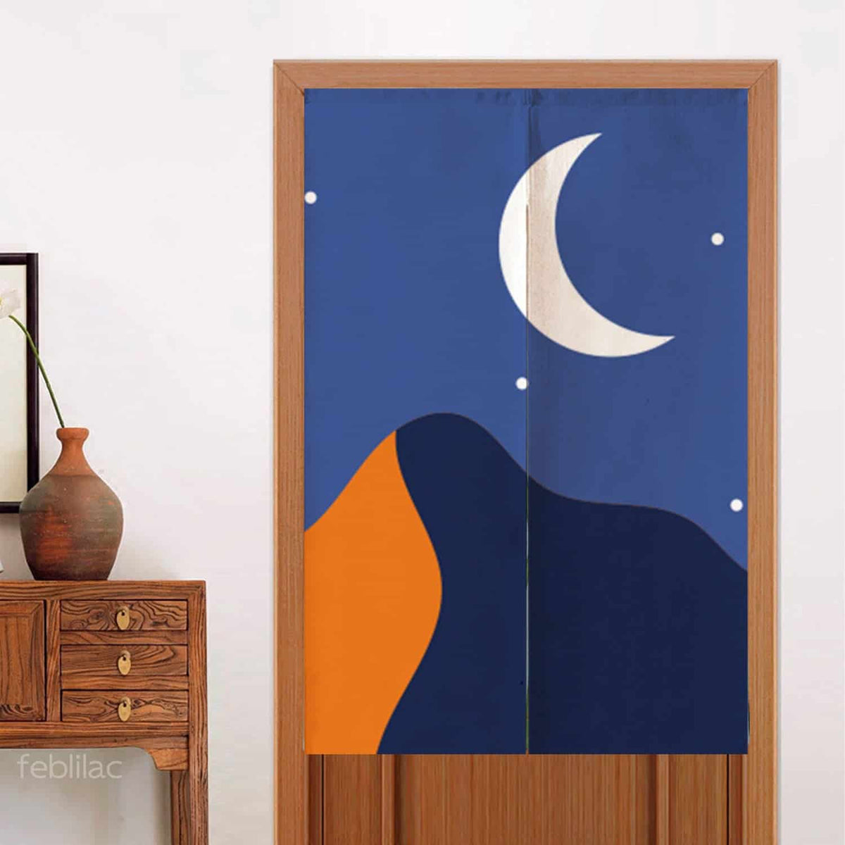 Stars Moon and Mountains Door Curtain image 0