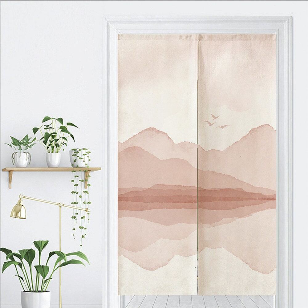 Watercolour Pink Landscape Doorway Noren Curtain image 1