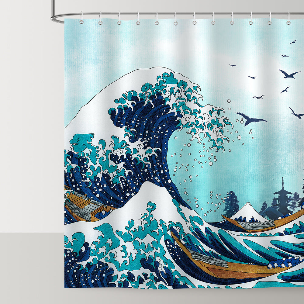 Blue Waves Shower Curtain