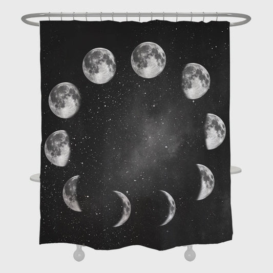 Earth and Universe Black Shower Curtain