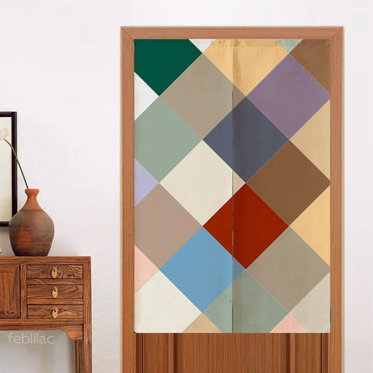 Colorful Checkerboard Door Curtain