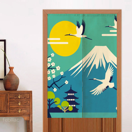 Mount Fuji Crane Door Curtain