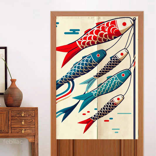 Flying Koi Simple Version Door Curtain