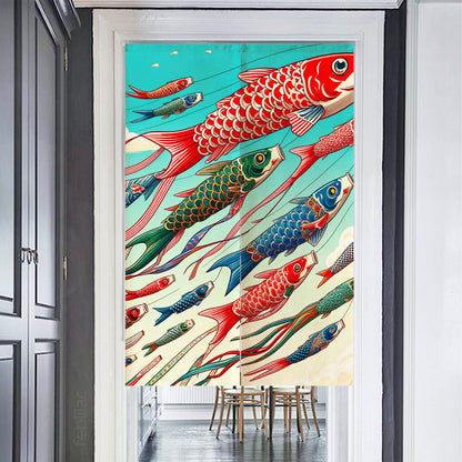 Flying Koi Complex Version Door Curtain