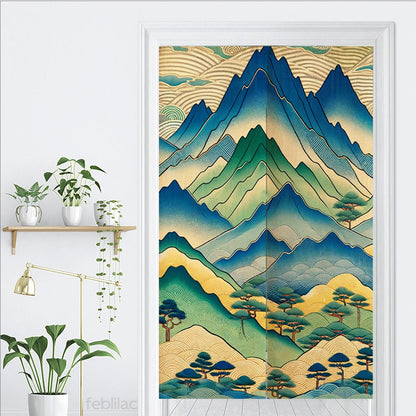 Japanese Mountains Door Curtain