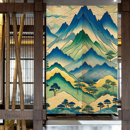 Japanese Mountains Door Curtain